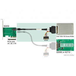 DeLOCK 0.75m, SFF-8643 U.2 SFF-8639+SATA 0,75 m Musta