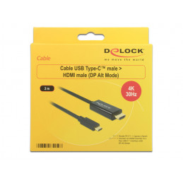 DeLOCK 85259 videokaapeli-adapteri 2 m USB Type-C HDMI Musta