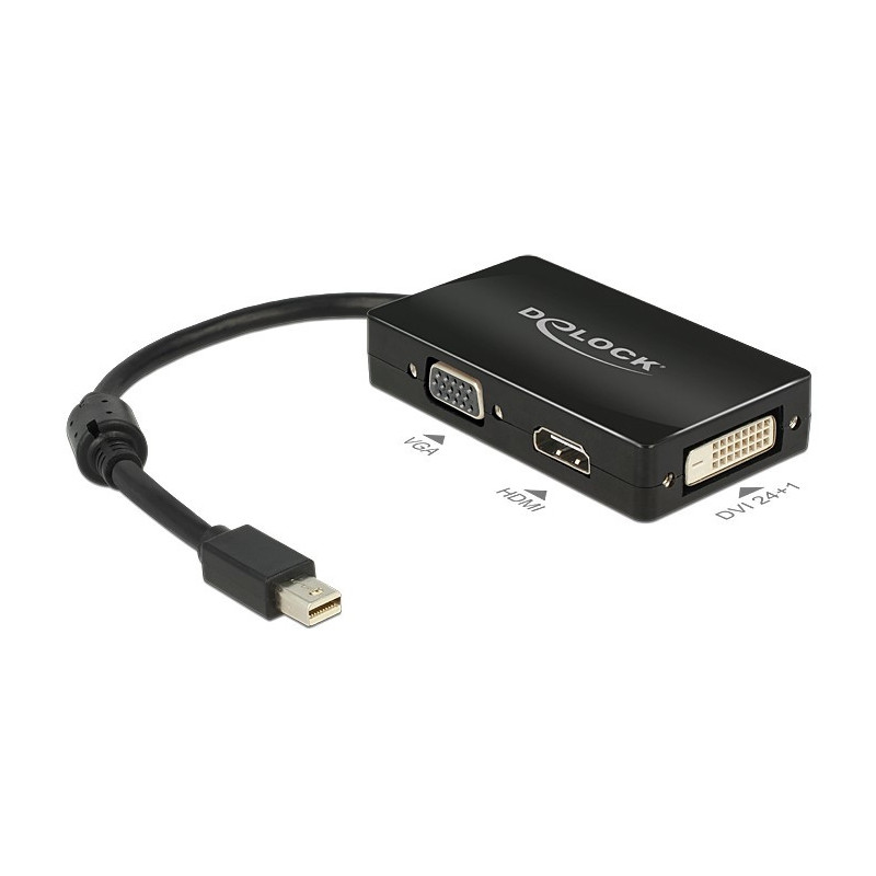 DeLOCK 0.16m DisplayPort VGA + HDMI + DVI 0,16 m Mini DisplayPort VGA (D-Sub)+ HDMI + DVI Musta