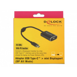 DeLOCK 62990 videokaapeli-adapteri 0,2 m USB Type-C Mini DisplayPort Harmaa