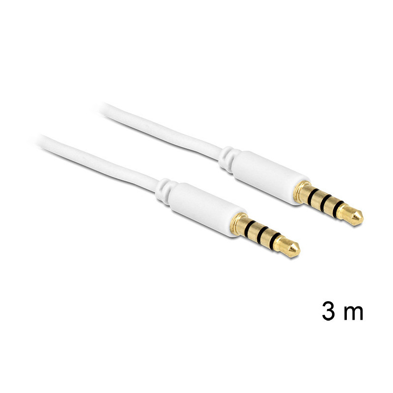 DeLOCK 3.5mm - 3.5mm, 3m audiokaapeli Valkoinen