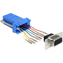 DeLOCK 65430 kaapelin sukupuolenvaihtaja Sub-D 9p RJ45 Musta, Sininen, Hopea