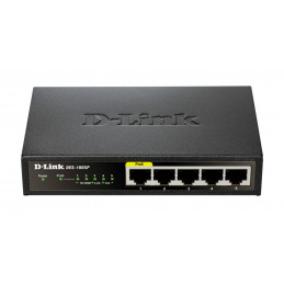 D-Link DES-1005P E verkkokytkin Hallitsematon L2 Fast Ethernet (10 100) Power over Ethernet -tuki Musta