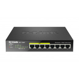 D-Link DGS-1008P verkkokytkin Hallitsematon Gigabit Ethernet (10 100 1000) Power over Ethernet -tuki Musta