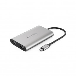 HYPER HDM1 videokaapeli-adapteri USB Type-C 2 x HDMI Ruostumaton teräs