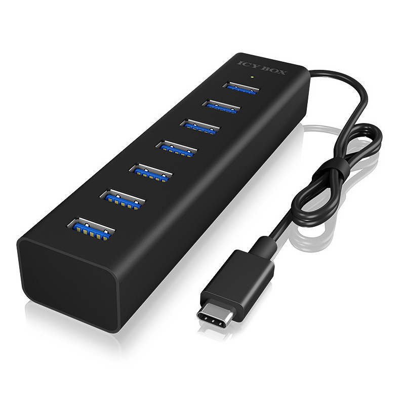 ICY BOX IB-HUB1700-C3 keskitin USB 3.2 Gen 1 (3.1 Gen 1) Type-C 5000 Mbit s Musta