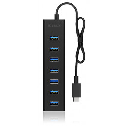 ICY BOX IB-HUB1700-C3 keskitin USB 3.2 Gen 1 (3.1 Gen 1) Type-C 5000 Mbit s Musta