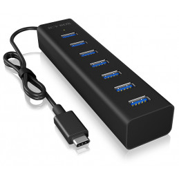 ICY BOX IB-HUB1700-C3 keskitin USB 3.2 Gen 1 (3.1 Gen 1) Type-C 5000 Mbit s Musta