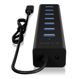 ICY BOX IB-HUB1700-C3 keskitin USB 3.2 Gen 1 (3.1 Gen 1) Type-C 5000 Mbit s Musta