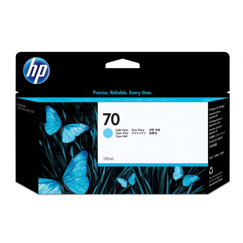 HP 70, vaaleansyaani mustekasetti, 130 ml