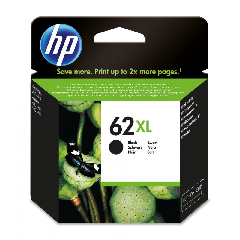 HP 62XL, alkuperäinen riittoisa musta mustekasetti