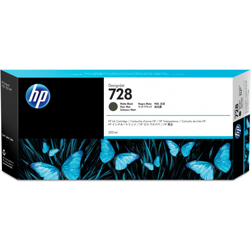 HP 728 300 ml mattamusta DesignJet -mustepatruuna