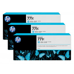 HP 771C, Designjet-mustekasetti, vaalea syaani, 775 ml, kolmen pakkaus