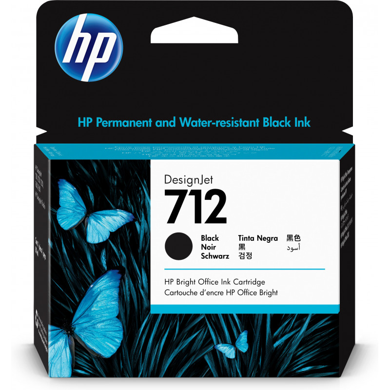 HP 712 musta DesignJet -mustepatruuna, 80 ml