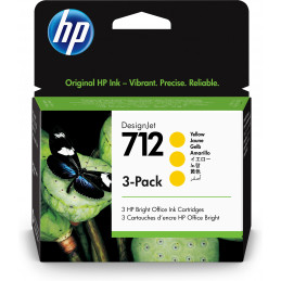 HP 712 keltainen DesignJet -mustepatruuna 29 ml, 3 kpl een pakkaus