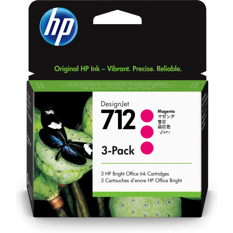 HP 712 magenta DesignJet -mustepatruuna 29 ml, 3 kpl een pakkaus