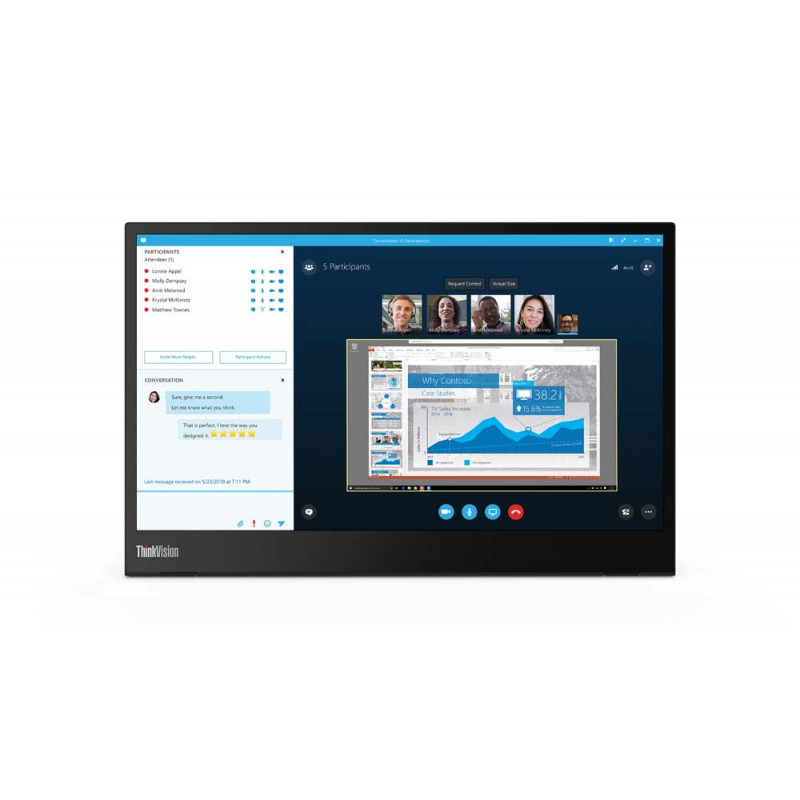 Lenovo ThinkVision M14 35,6 cm (14") 1920 x 1080 pikseliä Full HD LED Musta