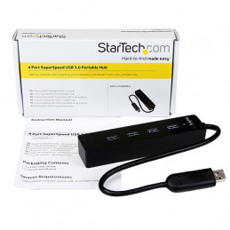 StarTech.com ST4300PBU3 keskitin USB 3.2 Gen 1 (3.1 Gen 1) Type-A 5000 Mbit s Musta