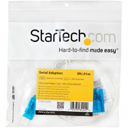 StarTech.com ICUSB232SM3 kaapelin sukupuolenvaihtaja DB-9 USB 2.0 A Sininen, Läpinäkyvä