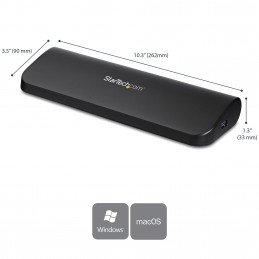 StarTech.com USB3SDOCKHDV kannettavien tietokoneiden telakka ja porttitoistin Langallinen USB 3.2 Gen 1 (3.1 Gen 1) Type-B Musta