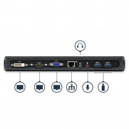 StarTech.com USB3SDOCKHDV kannettavien tietokoneiden telakka ja porttitoistin Langallinen USB 3.2 Gen 1 (3.1 Gen 1) Type-B Musta