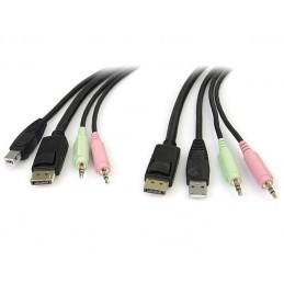 StarTech.com DP4N1USB6 KVM-kaapeli Musta 1,829 m