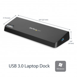 StarTech.com USB3DOCKHDPC kannettavien tietokoneiden telakka ja porttitoistin Langallinen USB 3.2 Gen 1 (3.1 Gen 1) Type-B Musta