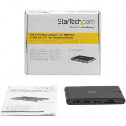 StarTech.com DKT30CHVSCPD kannettavien tietokoneiden telakka ja porttitoistin Langallinen USB 3.2 Gen 1 (3.1 Gen 1) Type-C Musta