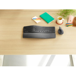 Logitech K860 for Business näppäimistö Bluetooth Pohjoismainen Grafiitti