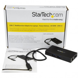StarTech.com DKT30CHPD kannettavien tietokoneiden telakka ja porttitoistin Langallinen USB 3.2 Gen 1 (3.1 Gen 1) Type-C Musta