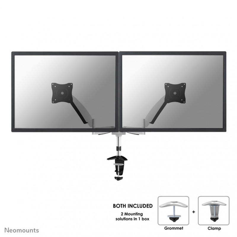 Neomounts by Newstar FPMA-D950D monitorin kiinnike ja jalusta 68,6 cm (27") Puristin Läpipultattu Hopea
