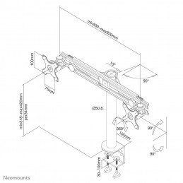 Neomounts by Newstar FPMA-D700D monitorin kiinnike ja jalusta 76,2 cm (30") Puristin Musta