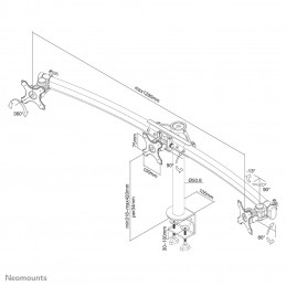 Neomounts by Newstar FPMA-D700D3 monitorin kiinnike ja jalusta 68,6 cm (27") Puristin Musta