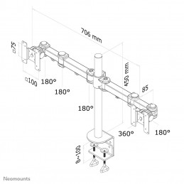 Neomounts by Newstar FPMA-D960D monitorin kiinnike ja jalusta 68,6 cm (27") Puristin Musta