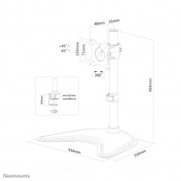 Neomounts by Newstar Select NM-D335 76,2 cm (30") Puristin läpiviety pultti vapaasti seisova Musta