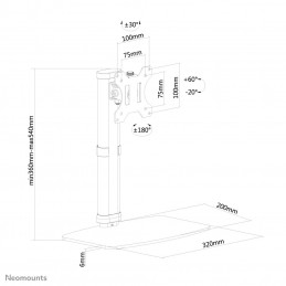 Neomounts by Newstar FPMA-D890 76,2 cm (30") Vapaasti seisova Musta
