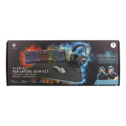 Deltaco 4-in-1 RGB Gaming Gear Kit näppäimistö USB Pohjoismainen Musta