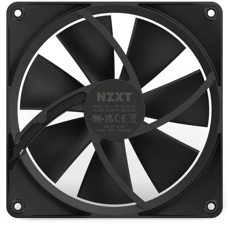 NZXT F140 RGB Tietokonekotelo Tuuletin 14 cm Musta 1 kpl