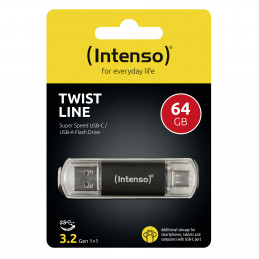 Intenso 3539490 USB-muisti 64 GB USB Type-A   USB Type-C 3.2 Gen 1 (3.1 Gen 1) Antrasiitti