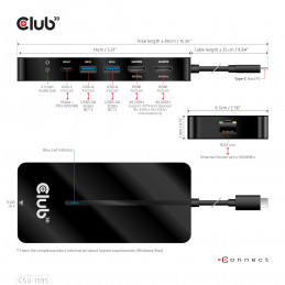 CLUB3D CSV-1595 keskitin USB 3.2 Gen 1 (3.1 Gen 1) Type-C