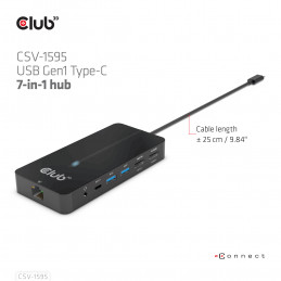 CLUB3D CSV-1595 keskitin USB 3.2 Gen 1 (3.1 Gen 1) Type-C