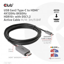 CLUB3D CAC-1587 HDMI-kaapeli 3 m HDMI-tyyppi A (vakio)