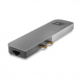 ACT AC7044 kannettavien tietokoneiden telakka ja porttitoistin Telakointi USB 3.2 Gen 2 (3.1 Gen 2) Type-C Harmaa