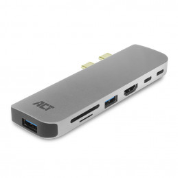 ACT AC7044 kannettavien tietokoneiden telakka ja porttitoistin Telakointi USB 3.2 Gen 2 (3.1 Gen 2) Type-C Harmaa