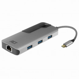 ACT AC7042 kannettavien tietokoneiden telakka ja porttitoistin Langallinen USB 3.2 Gen 1 (3.1 Gen 1) Type-C Musta, Harmaa