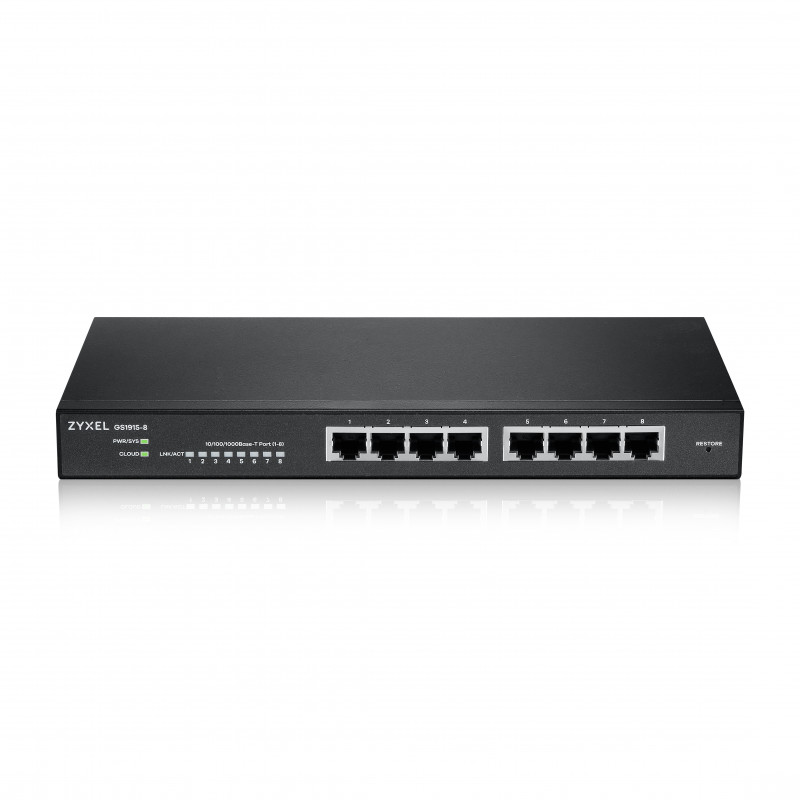 Zyxel GS1915-8 Hallittu L2 Gigabit Ethernet (10 100 1000) Musta