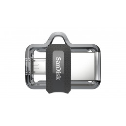 SanDisk Ultra Dual m3.0 USB-muisti 256 GB USB Type-A   Micro-USB 3.2 Gen 1 (3.1 Gen 1) Musta, Hopea, Läpinäkyvä