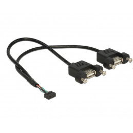 DeLOCK 84832 USB-kaapeli 0,25 m USB 2.0 2 x USB A Musta