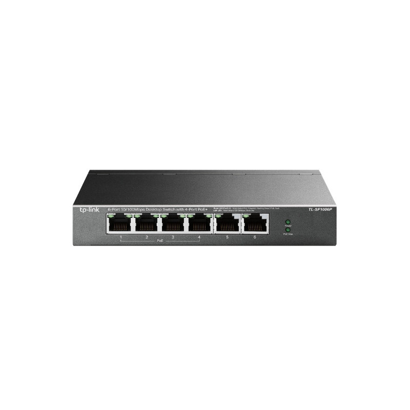 TP-Link TL-SF1006P verkkokytkin Hallitsematon Fast Ethernet (10 100) Power over Ethernet -tuki Musta