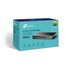 TP-Link TL-SF1006P verkkokytkin Hallitsematon Fast Ethernet (10 100) Power over Ethernet -tuki Musta